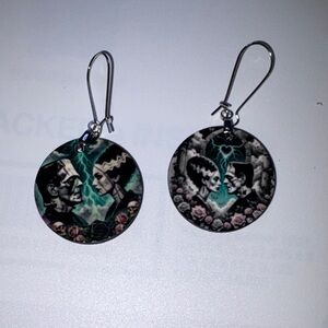 Bride and  Frankenstein monster earring